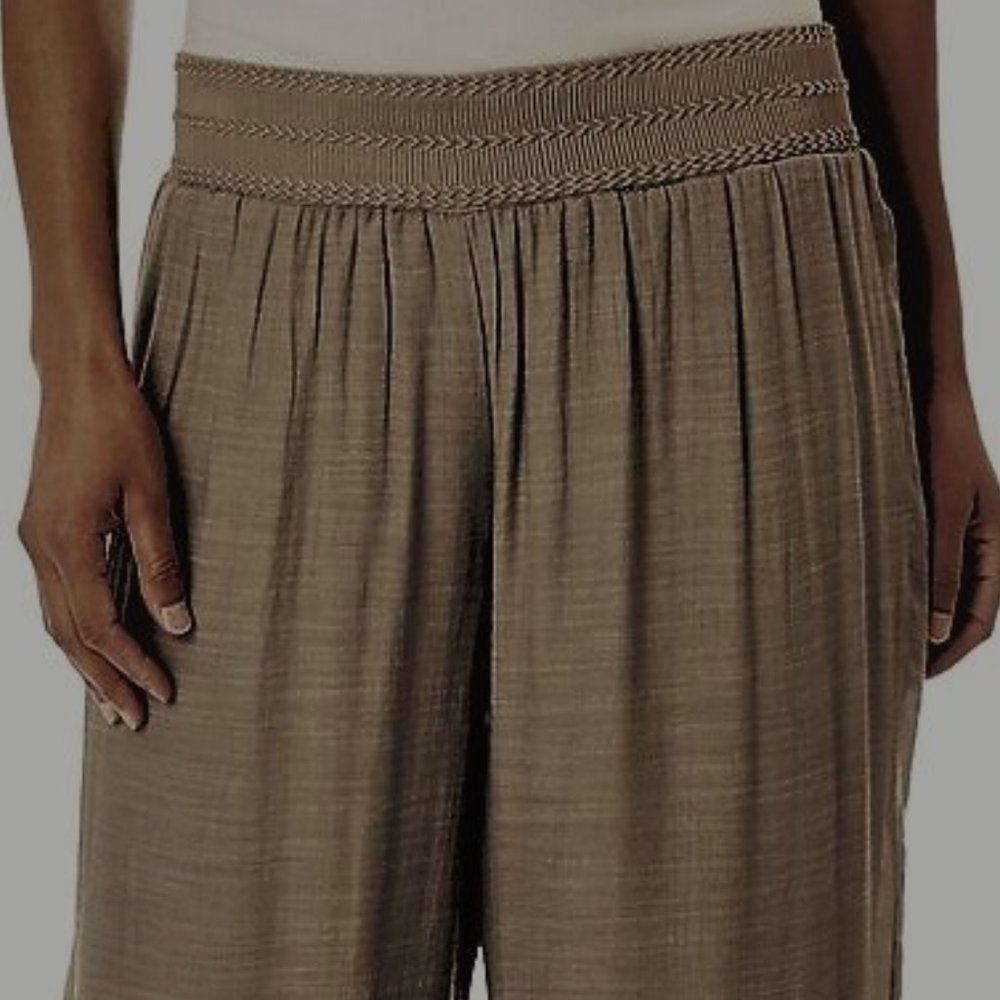 Apt. 9® Taupe Gauze Palazzo Pull-On Lined Pants - Picture 2 of 6
